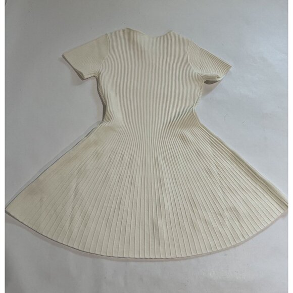 OAK + FORT Ribbed Short Sleeve Mini Dress in Cream - Picture 3 of 4